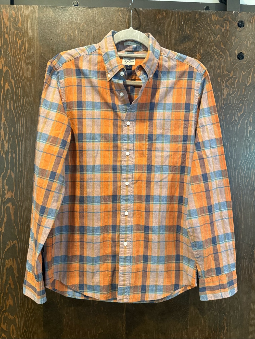 J. Crew Orange Plaid Button-Down Shirt